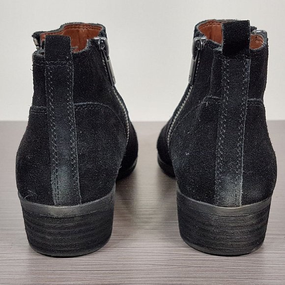 Lucky Brand Beniee Bootie Black Suede Dual Zip Womens Size 8.5 / 38.5 - Picture 4 of 8